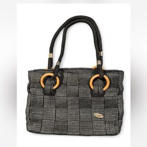 G by Giuliana Black and Tan Woven Tote